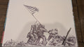 Marines raising of the Flag over Iwo Jima: Black Pen Drawing