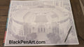 Ohio Stadium - The Shoe: Black Pen Drawing