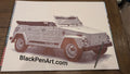 VW Thing: Black Pen Drawing