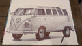 VW Bus: Black Pen Drawing